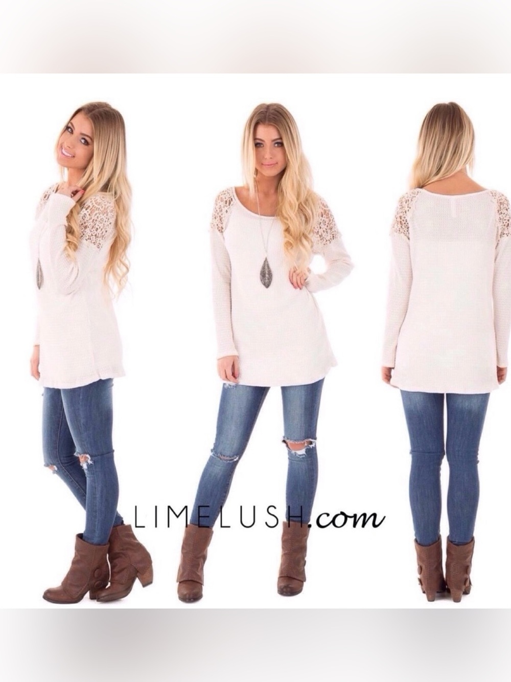 Vanilla Bay Natural Textured Top Crochet Shoulders